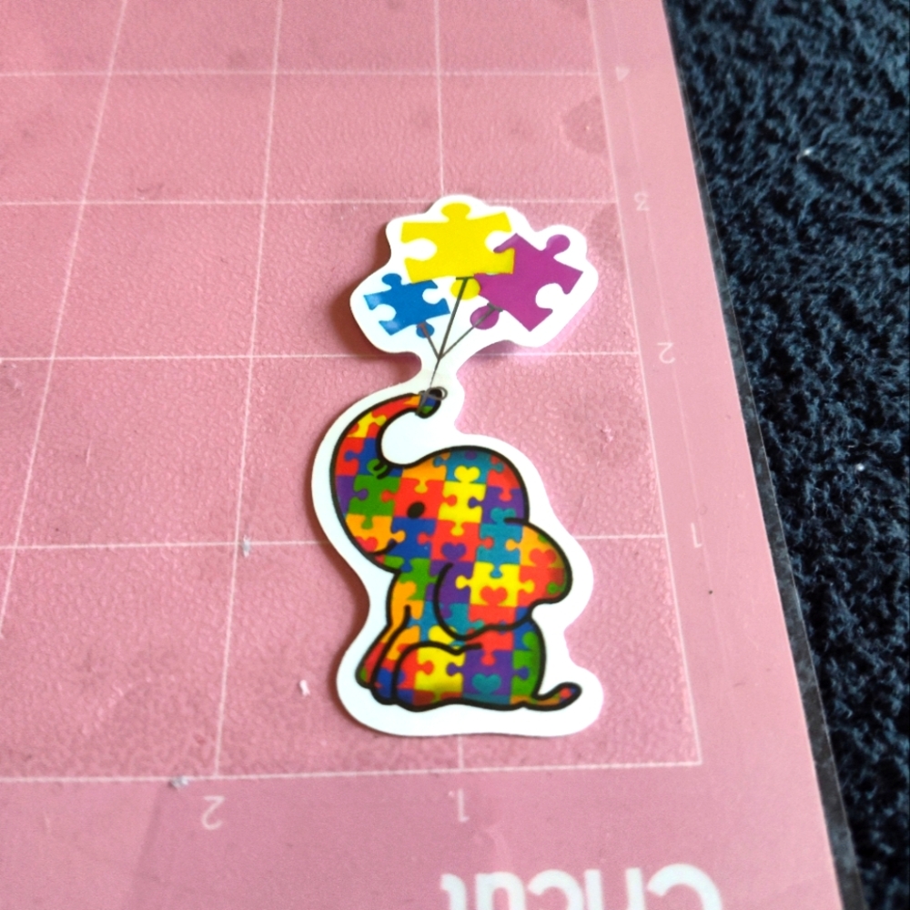 💙 Colorful Autism Awareness Puzzle Elephant Sticker